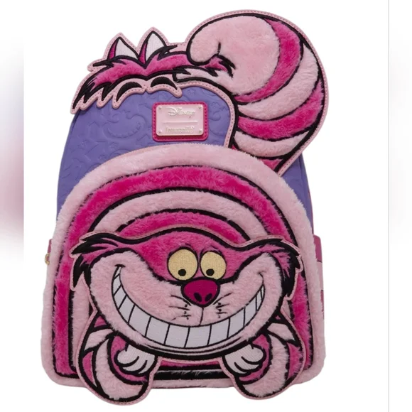 Loungefly Disney Alice in Wonderland Fuzzy Cheshire Cat Mini Backpack - Picture 6 of 6